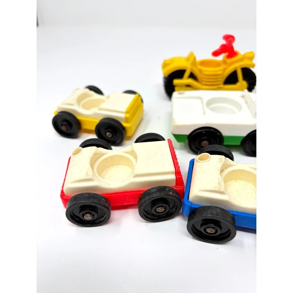 Vintage Fisher Price Little People Vehicles Lot of 8 Cars Tractor Motorcycle